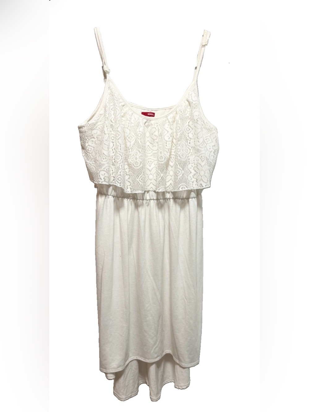 BONGO ivory Lace Overlay Spaghetti Strap Dress